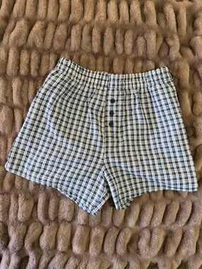 Mighty Fine Blue & White Plaid Women’s Shorts